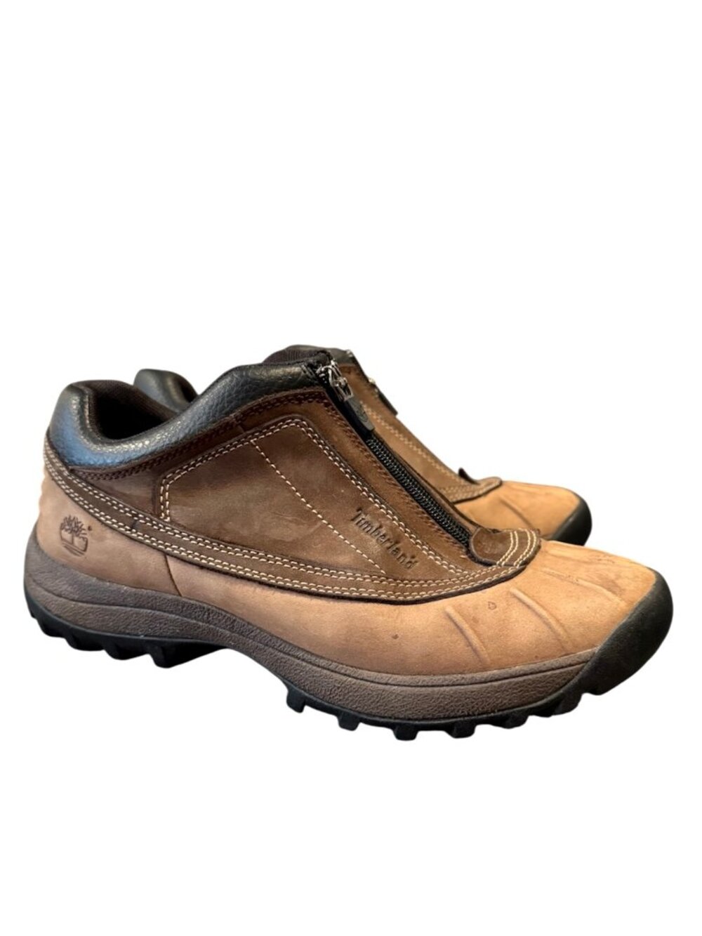Timberland Canard Low Waterproof Shoes Women’s 9 Brown Leather Hiking Zip EUC
